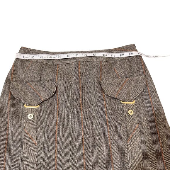 Les Copains Blue Womens Gray Wool Blend Fit and Flare Tweed Knee Length Skirt 38 - Picture 5 of 8